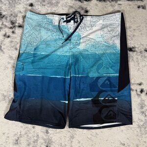 Rare Y2K Quiksilver Kelly Slater World Map Board Shorts